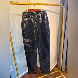NWT Abercrombie & Fitch Curve Love High Rise 90s Straight Vegan Leather Pant
